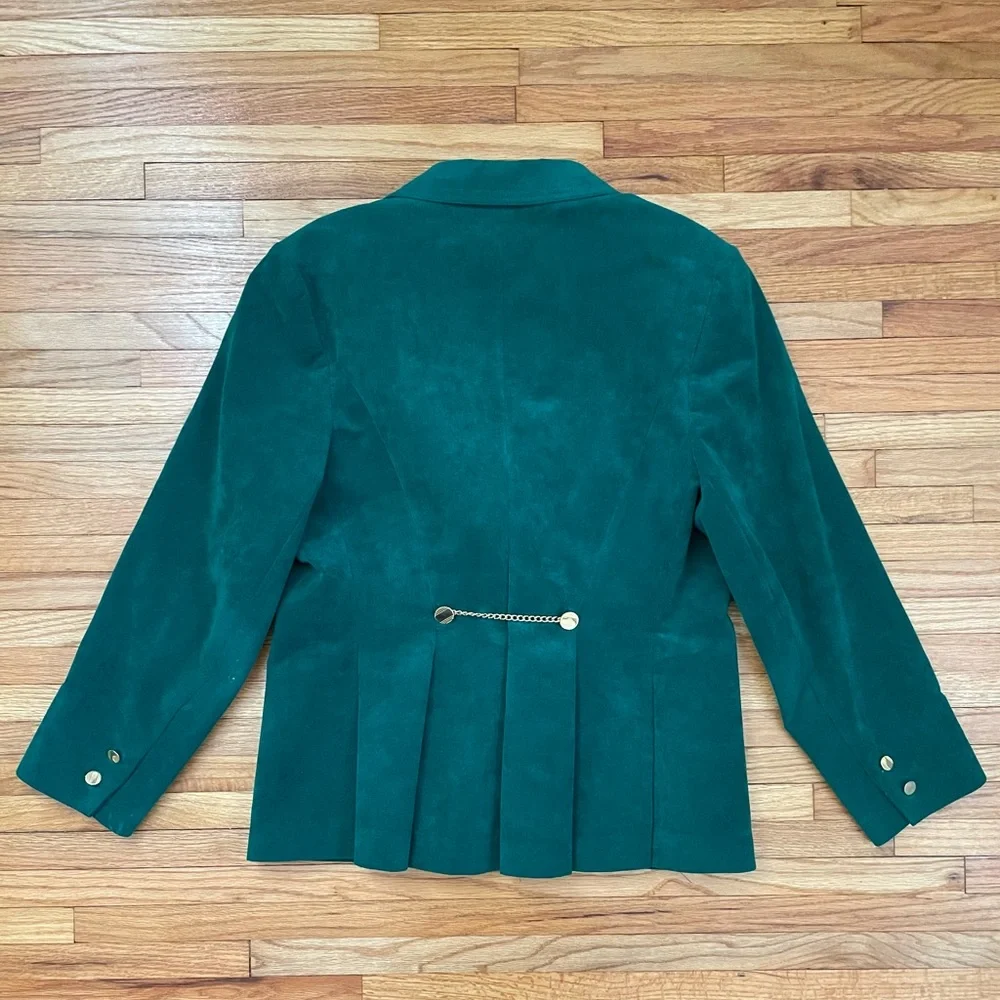 Vintage Emerald Green Faux Suede Blazer - Picture 9 of 16